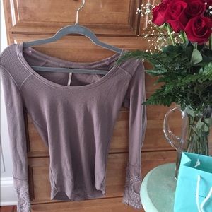 Free People Lace Cuff Top